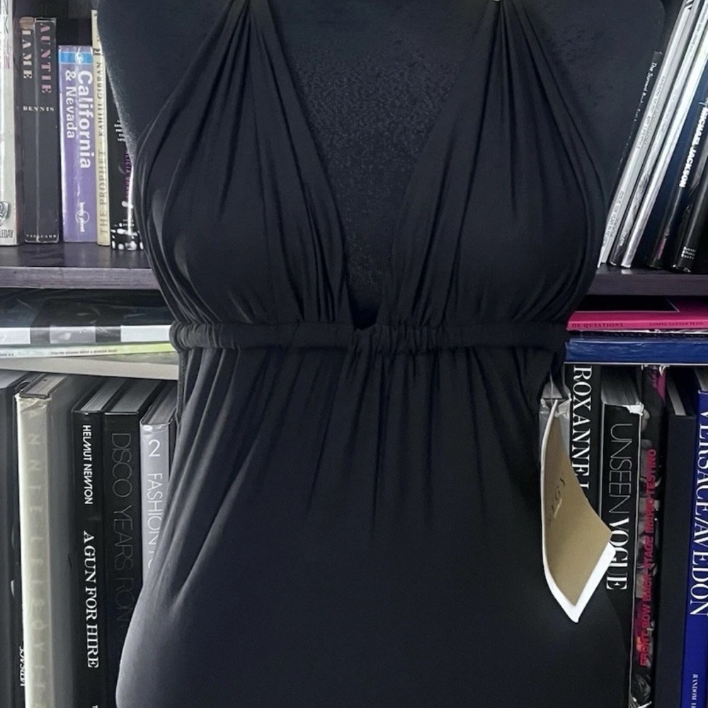 brazil designer RYGY gold leaf one piece black swimsuit NW